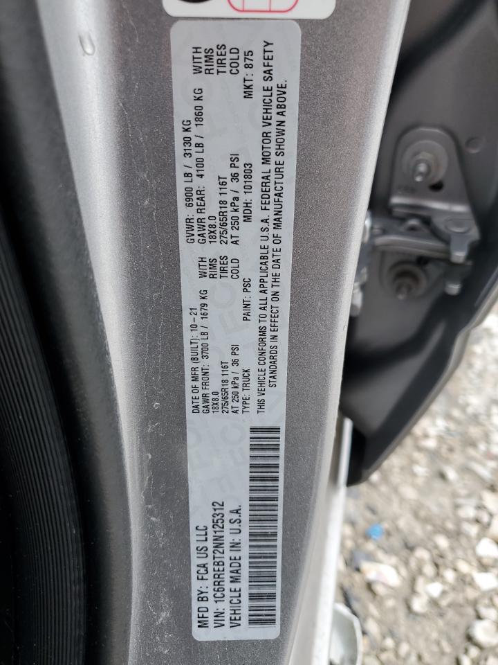 2022 RAM 1500 BIG HORN/LONE STAR VIN:1C6RREBT2NN125312