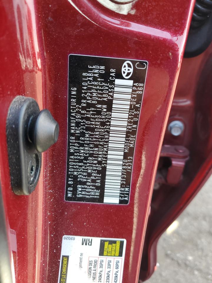 2022 TOYOTA COROLLA LE VIN:5YFEPMAE6NP364200