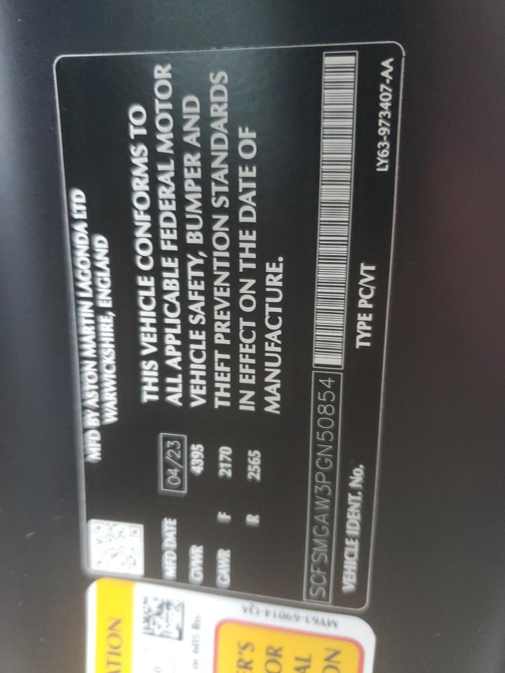 2023 ASTON MARTIN VANTAGE F1 EDITION VIN:SCFSMGAW3PGN50854