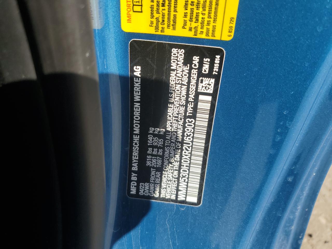 2024 MINI COOPER S VIN:WMW53DH0XR2U63903