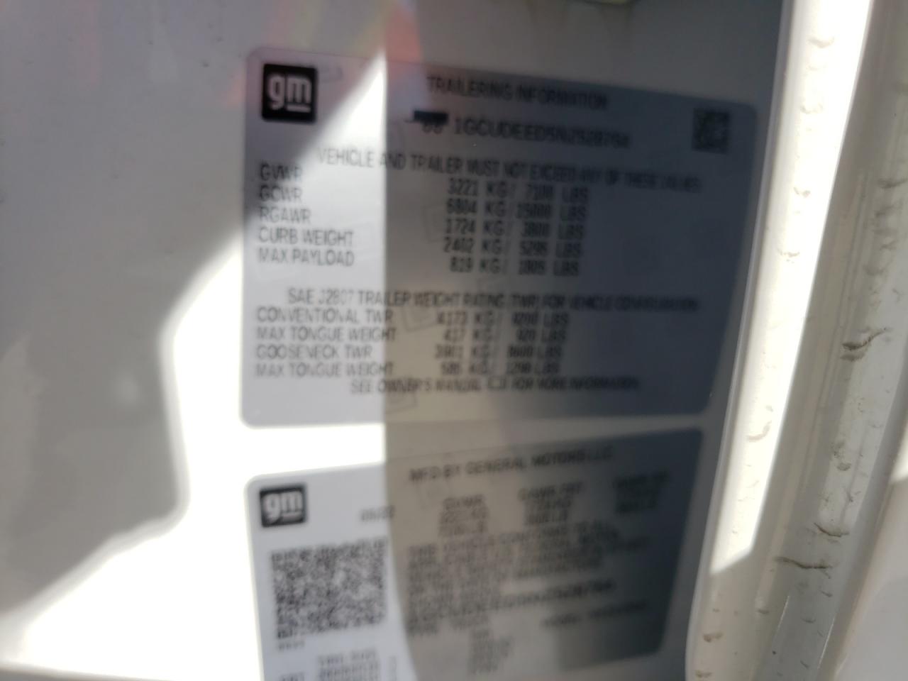 2022 CHEVROLET SILVERADO K1500 RST VIN:1GCUDEED5NZ528764