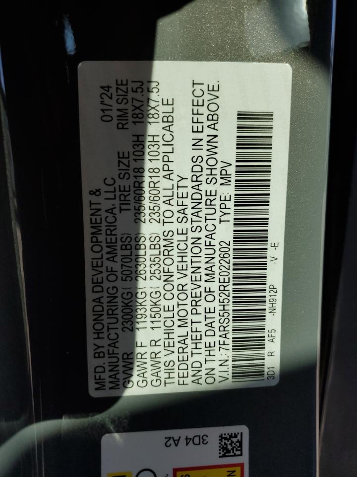 2024 HONDA CR-V SPORT VIN:7FARS5H52RE022602