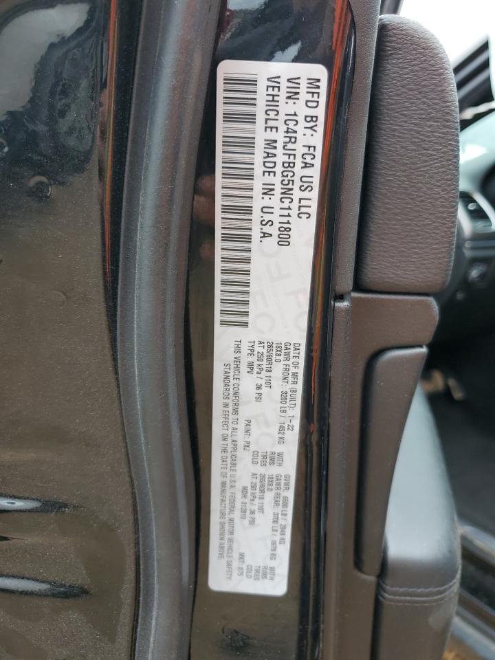 2022 JEEP GRAND CHEROKEE LIMITED VIN:1C4RJFBG5NC111800