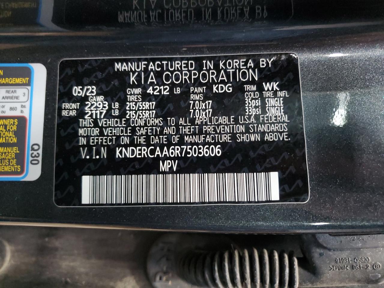 2024 KIA SELTOS EX VIN:KNDERCAA6R7503606