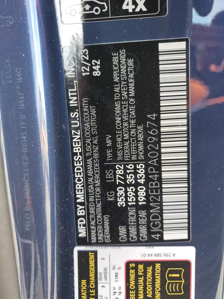 2023 MERCEDES-BENZ EQS SUV 450 4MATIC VIN:4JGDM2EB4PA029674