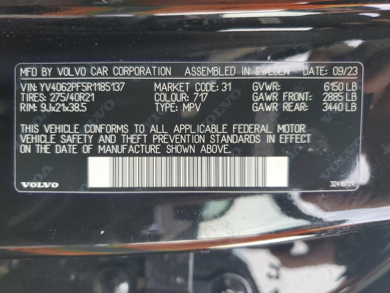 2024 VOLVO XC90 ULTIMATE VIN:YV4062PF5R1185137