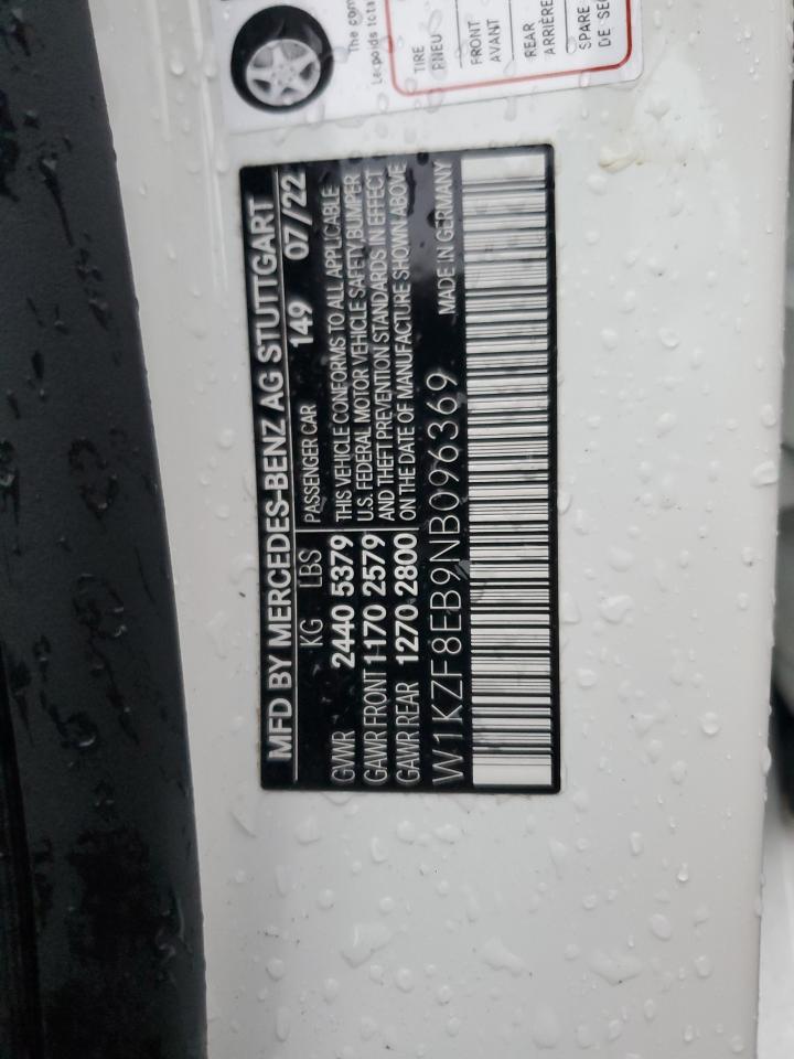 2022 MERCEDES-BENZ E 350 4MATIC VIN:W1KZF8EB9NB096369