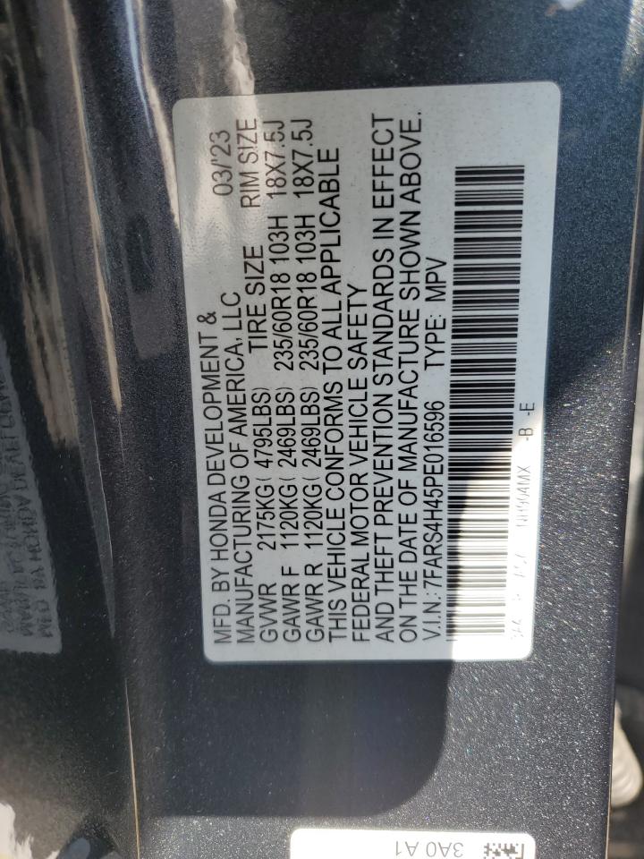 2023 HONDA CR-V EX VIN:7FARS4H45PE016596