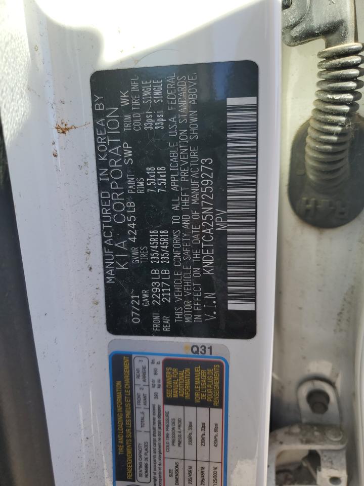 2022 KIA SELTOS SX VIN:KNDETCA25N7259273