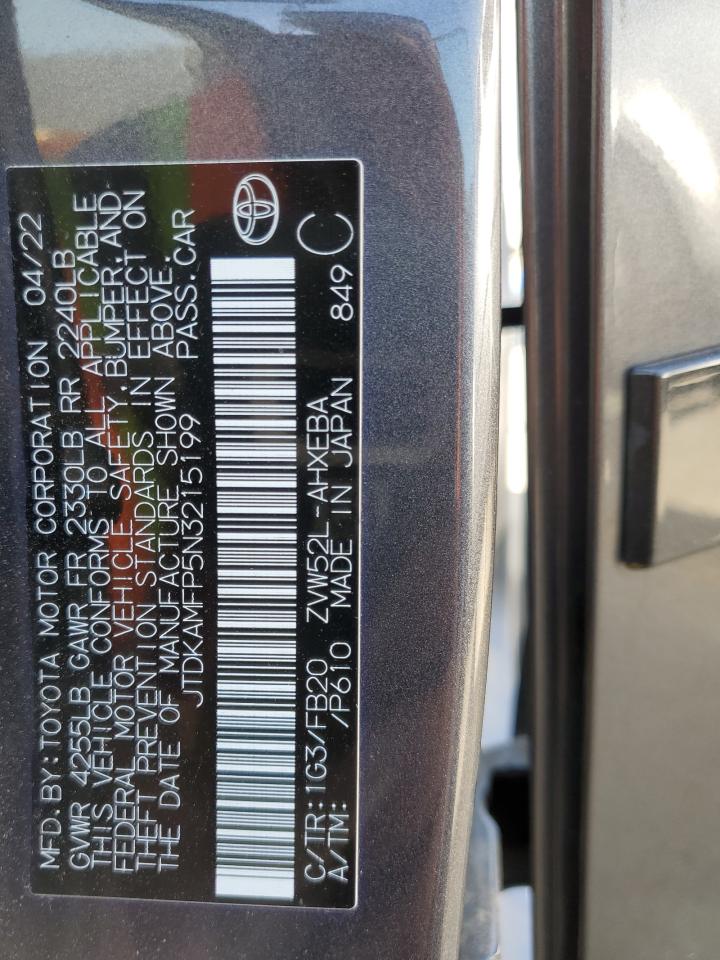 2022 TOYOTA PRIUS PRIME LE VIN:JTDKAMFP5N3215199