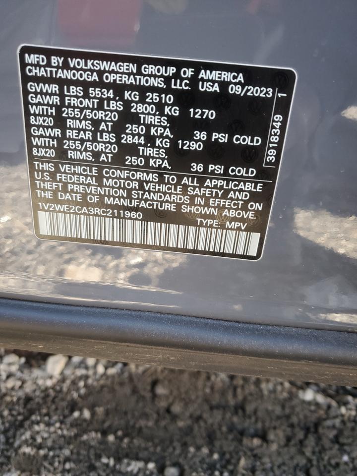 2024 VOLKSWAGEN ATLAS CROSS SPORT SE VIN:1V2WE2CA3RC211960