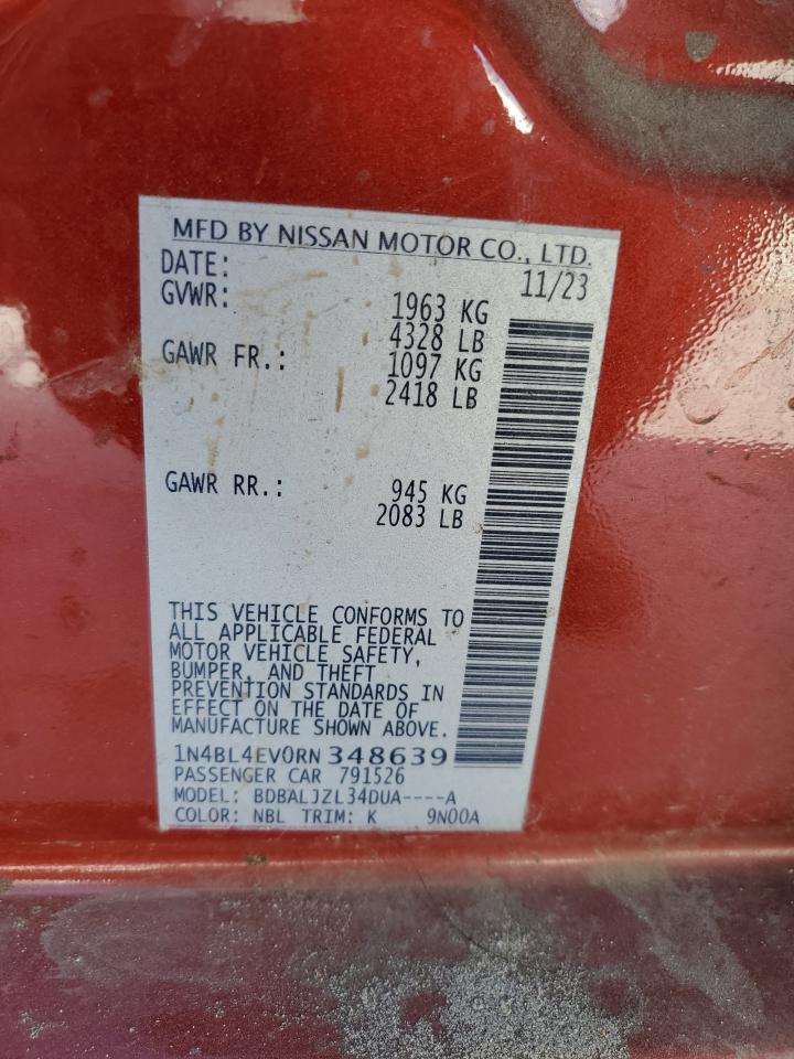2024 NISSAN ALTIMA SL VIN:1N4BL4EV0RN348639