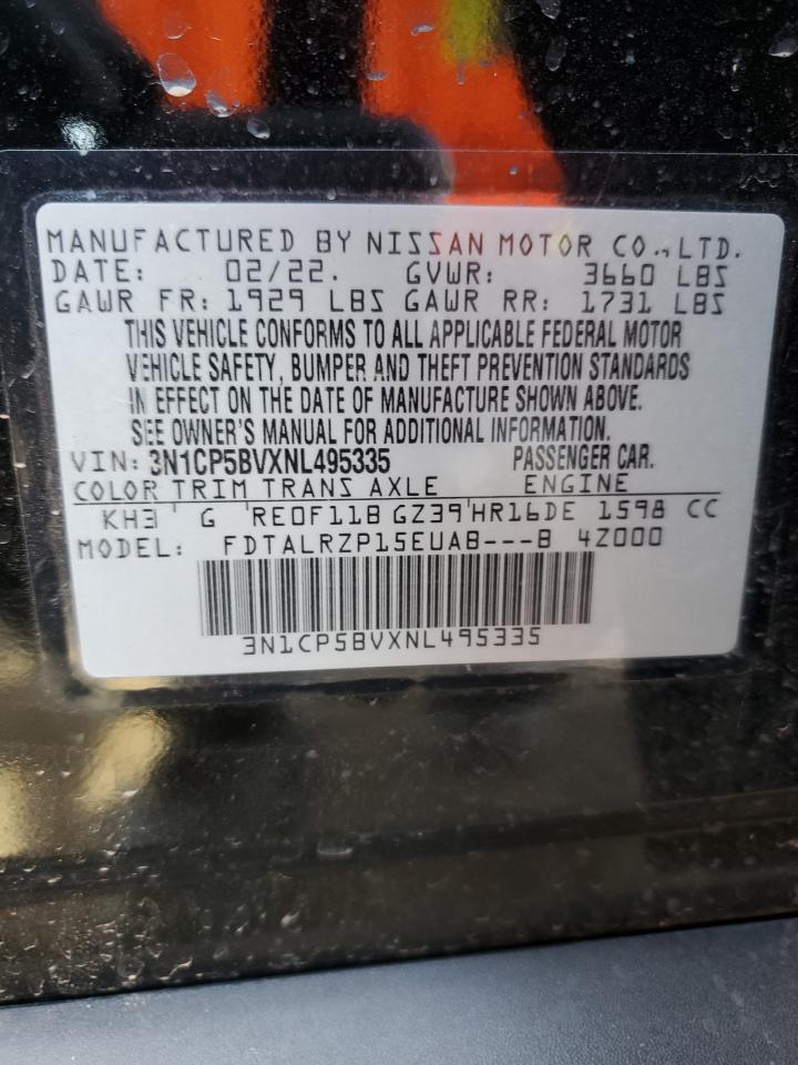 2022 NISSAN KICKS S VIN:3N1CP5BVXNL495335