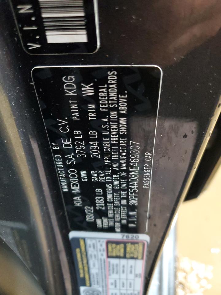 2022 KIA FORTE GT LINE VIN:3KPF54AD8NE469307