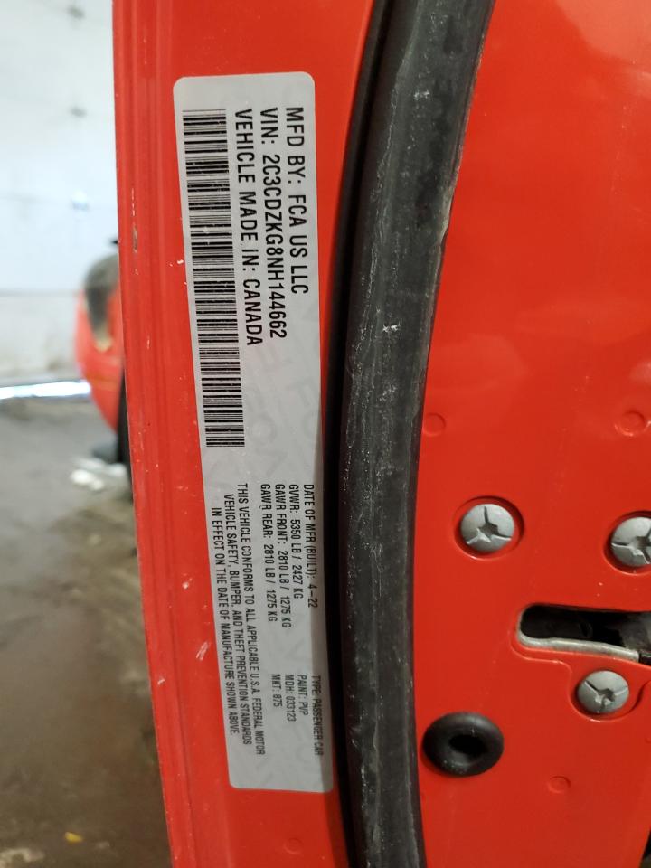 2022 DODGE CHALLENGER GT VIN:2C3CDZKG8NH144662