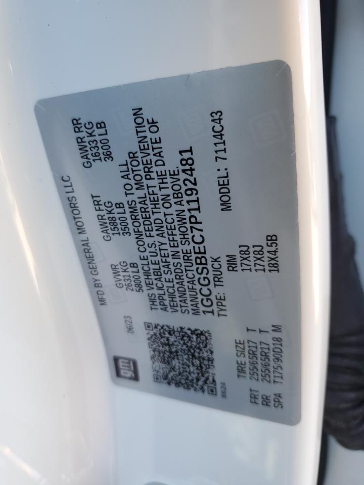 2023 CHEVROLET COLORADO VIN:1GCGSBEC7P1192481