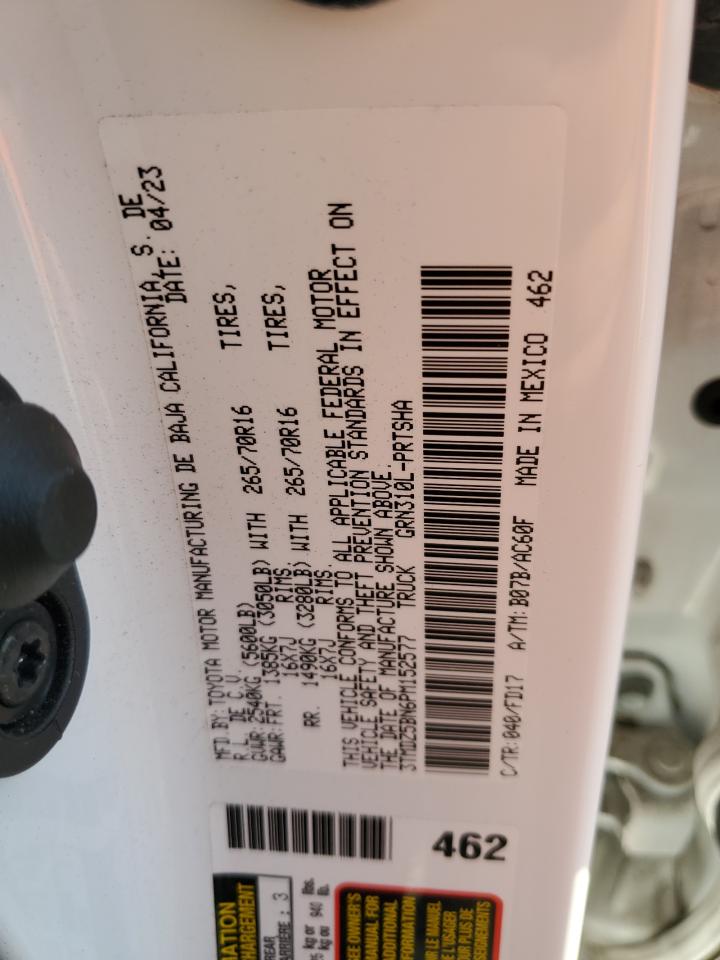 2023 TOYOTA TACOMA DOUBLE CAB VIN:3TMDZ5BN6PM152577