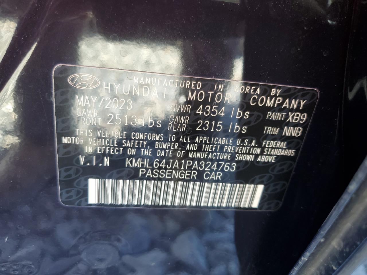 2023 HYUNDAI SONATA SEL VIN:KMHL64JA1PA324763