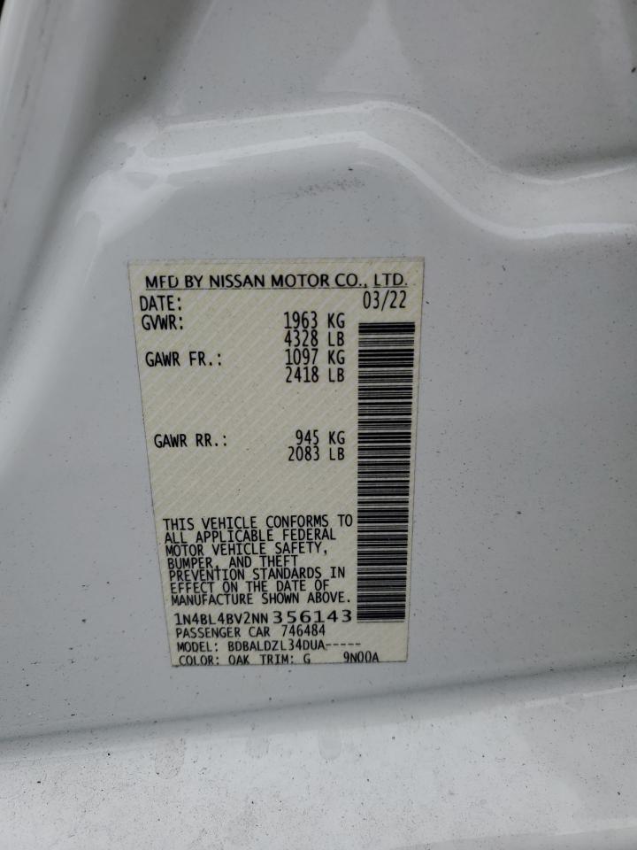 2022 NISSAN ALTIMA S VIN:1N4BL4BV2NN356143