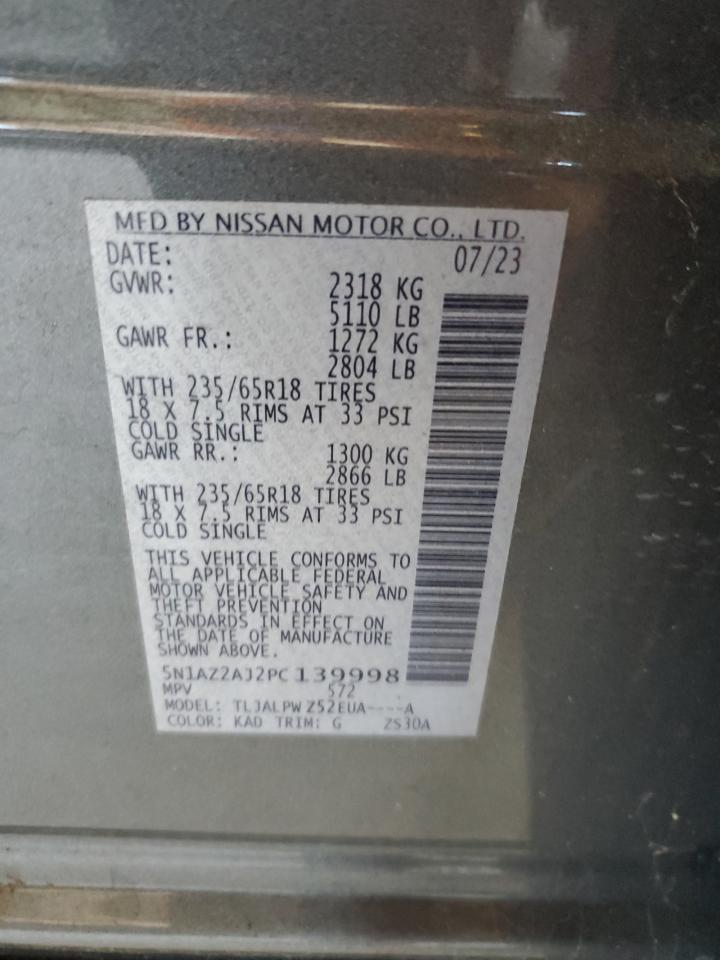 2023 NISSAN MURANO S VIN:5N1AZ2AJ2PC139998