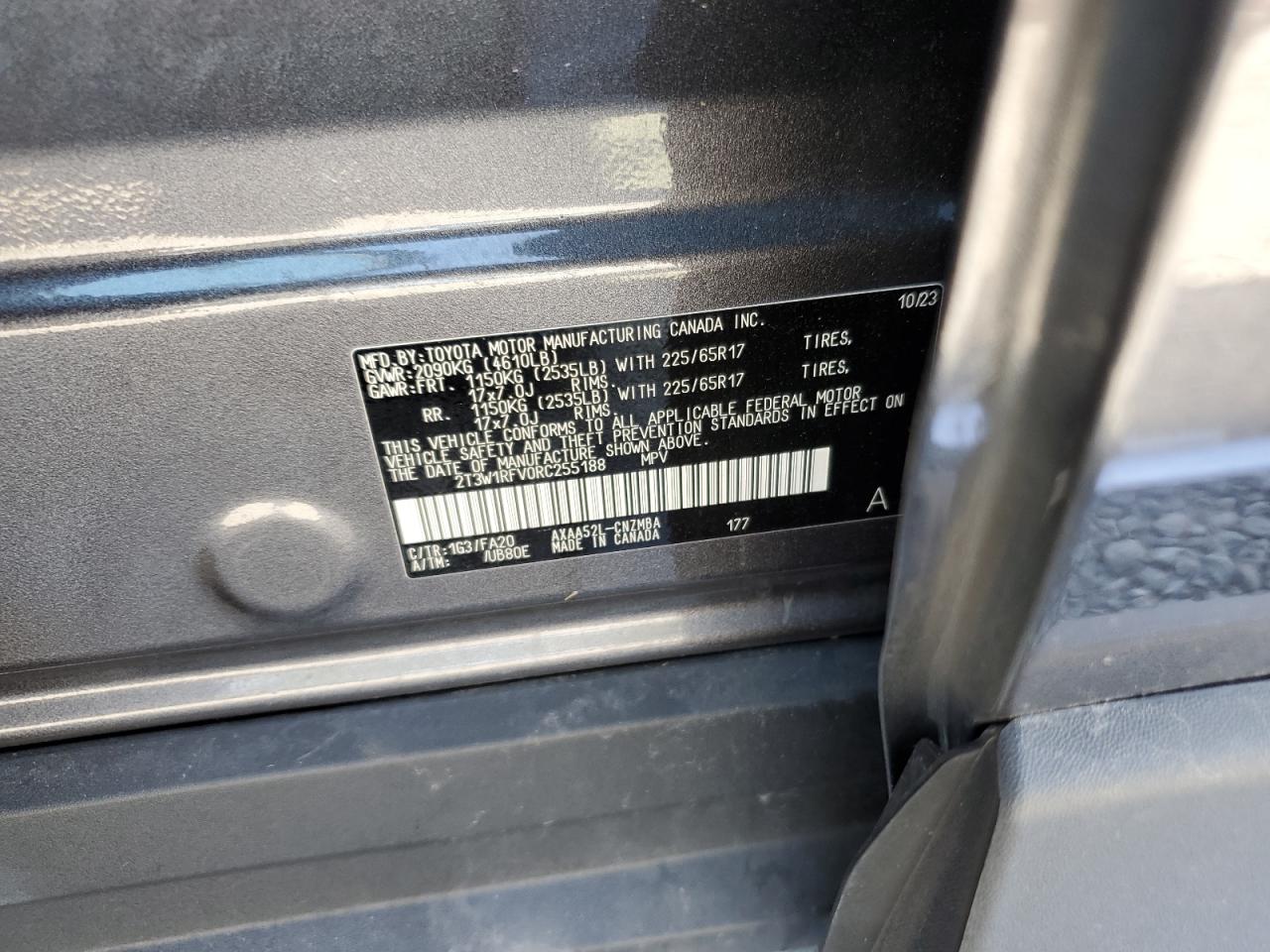 2024 TOYOTA RAV4 XLE VIN:2T3W1RFV0RC255188