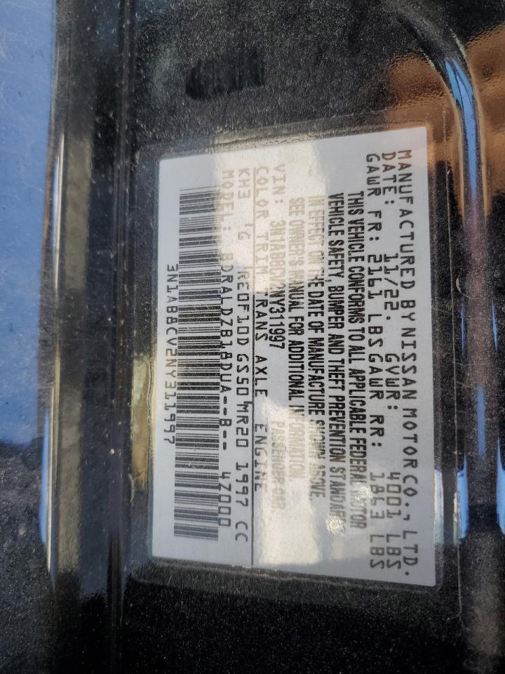 2022 NISSAN SENTRA SV VIN:3N1AB8CV2NY311997