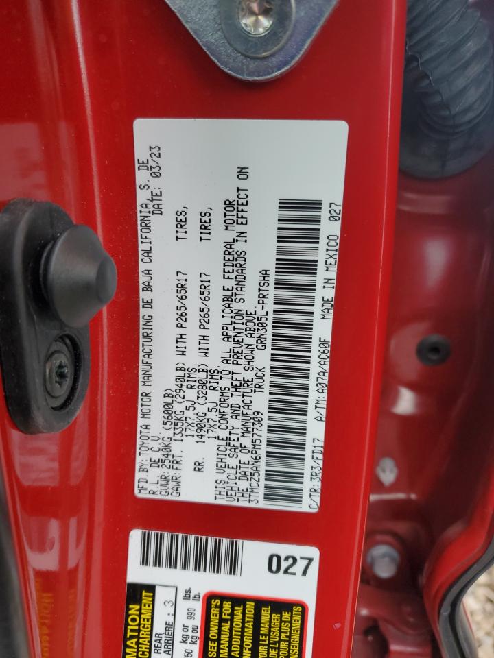 2023 TOYOTA TACOMA DOUBLE CAB VIN:3TMCZ5AN6PM577309