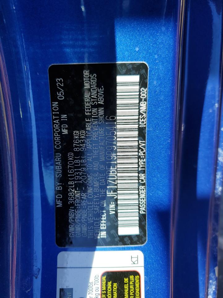 2023 SUBARU BRZ LIMITED VIN:JF1ZDBE19P9705416