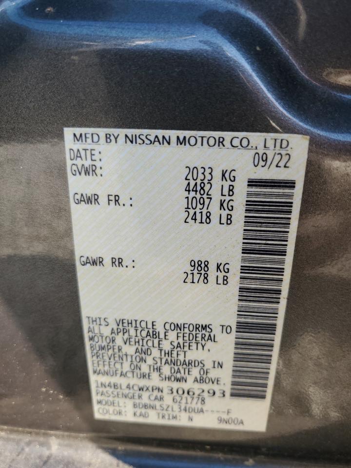 2023 NISSAN ALTIMA SR VIN:1N4BL4CWXPN306293