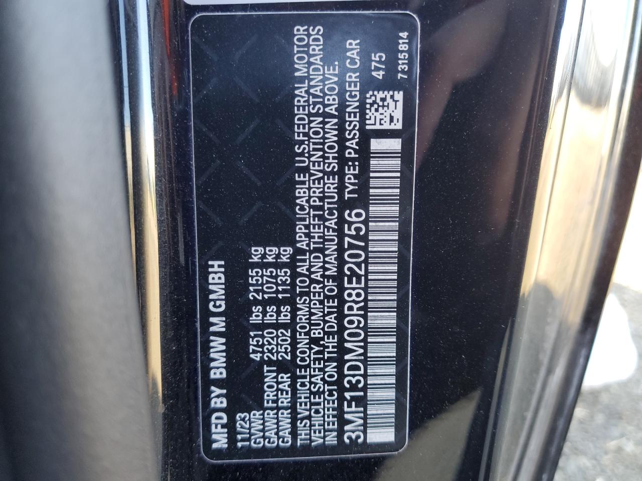 2024 BMW M2 VIN:3MF13DM09R8E20756