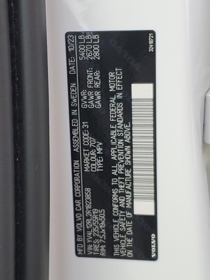 2024 VOLVO XC60 PLUS VIN:YV4L12RL2R1823858