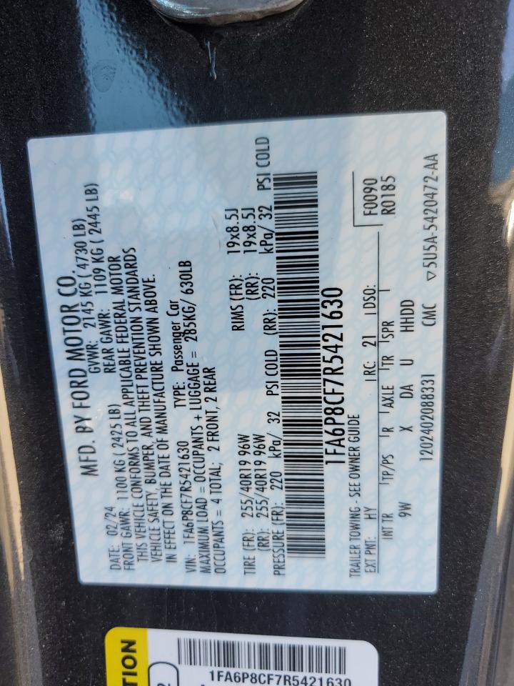 2024 FORD MUSTANG GT VIN:KNAGT4L35G5098732