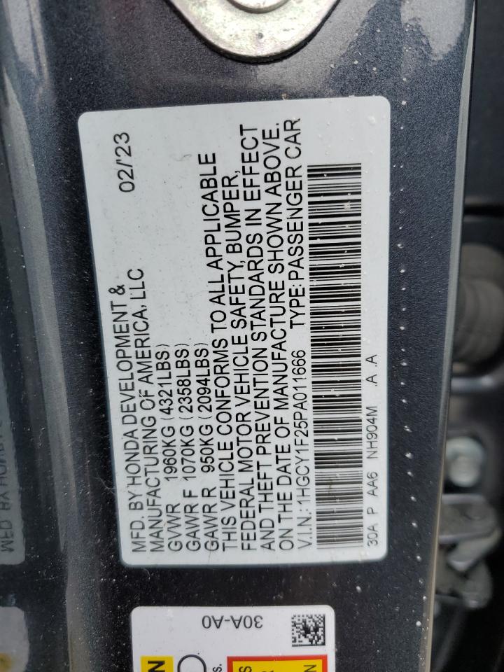 2023 HONDA ACCORD LX VIN:1HGCY1F25PA011666