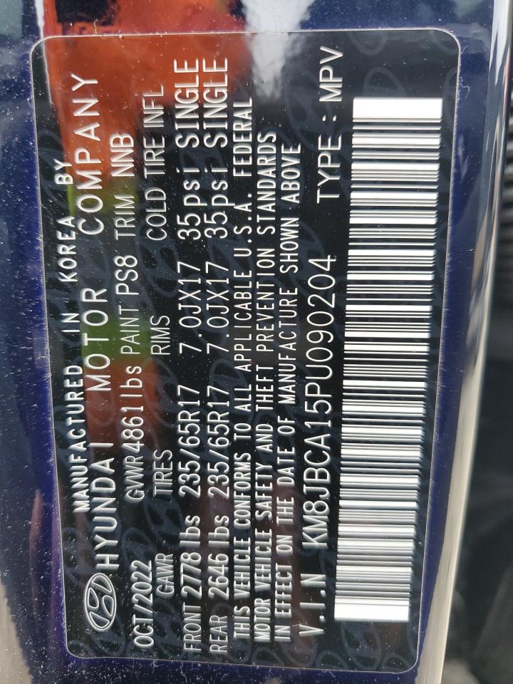 2023 HYUNDAI TUCSON BLUE VIN:KM8JBCA15PU090204