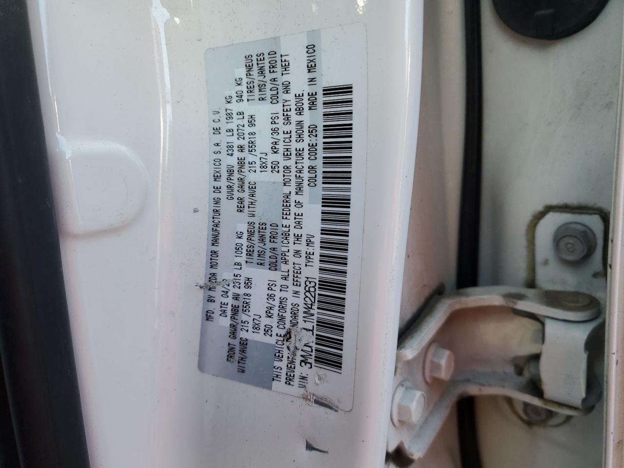 2022 MAZDA CX-30 SELECT VIN:3MVDMBBL1NM422631