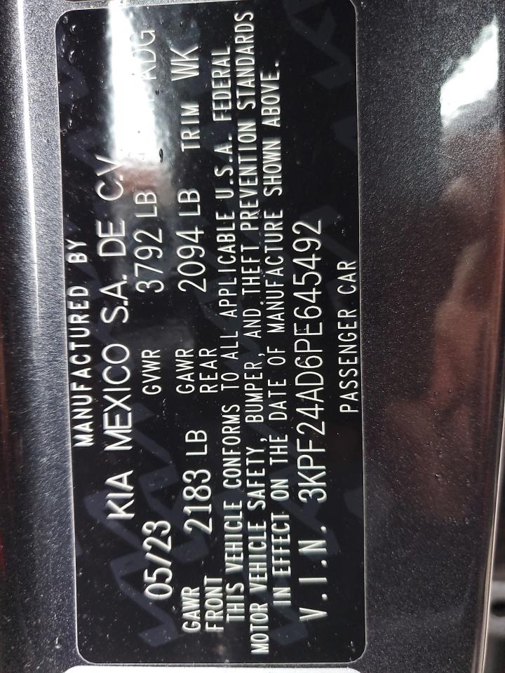 2023 KIA FORTE LX VIN:3KPF24AD6PE645492