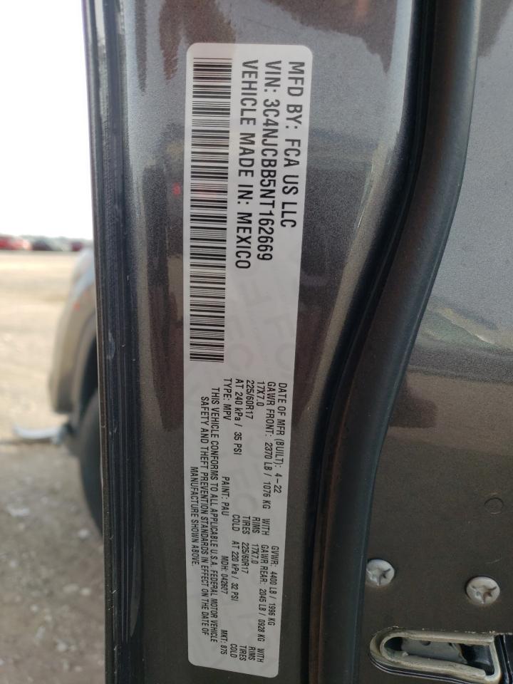 2022 JEEP COMPASS LATITUDE VIN:3C4NJCBB5NT162669