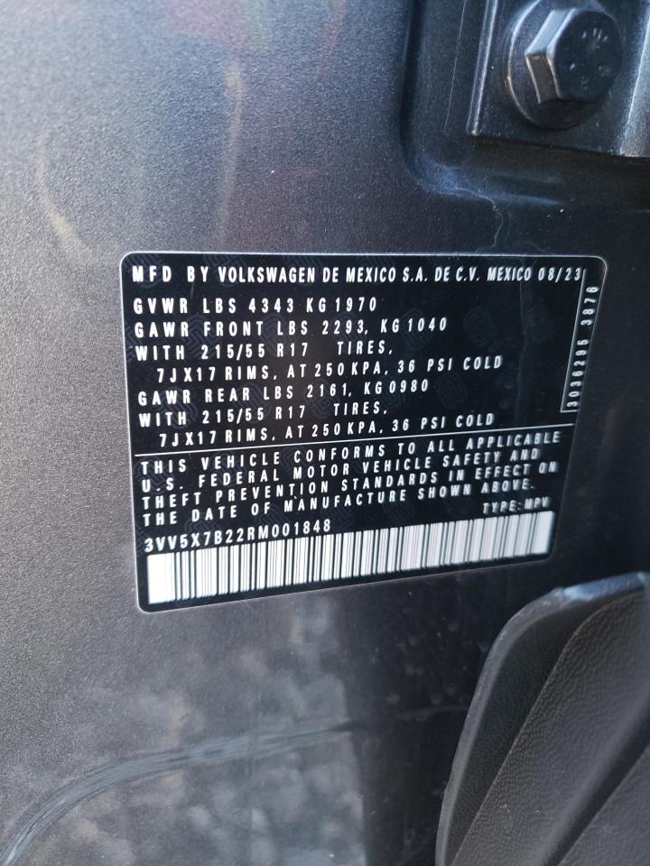 2024 VOLKSWAGEN TAOS S VIN:3VV5X7B22RM001848