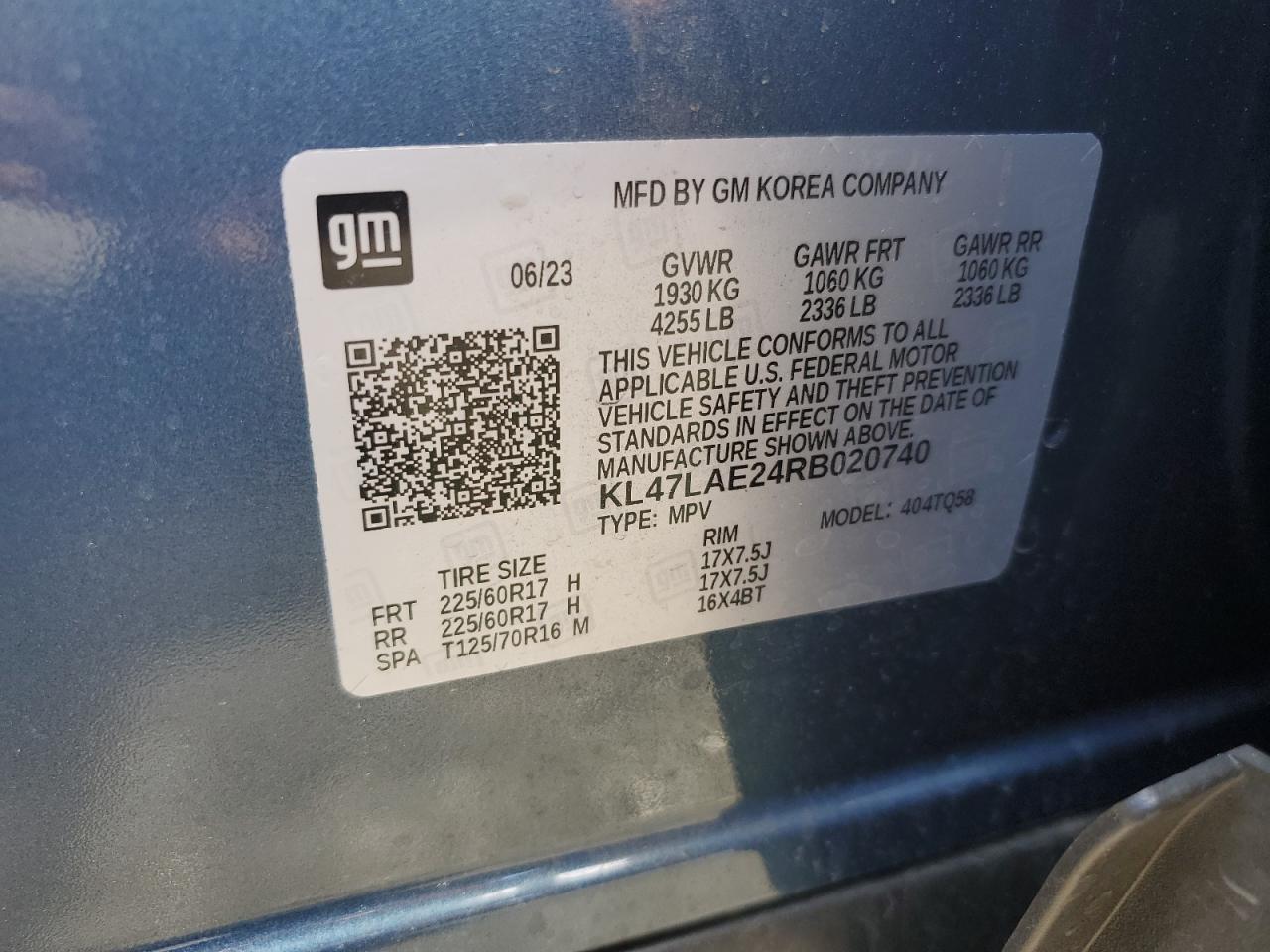 2024 BUICK ENVISTA PREFERRED VIN:KL47LAE24RB020740