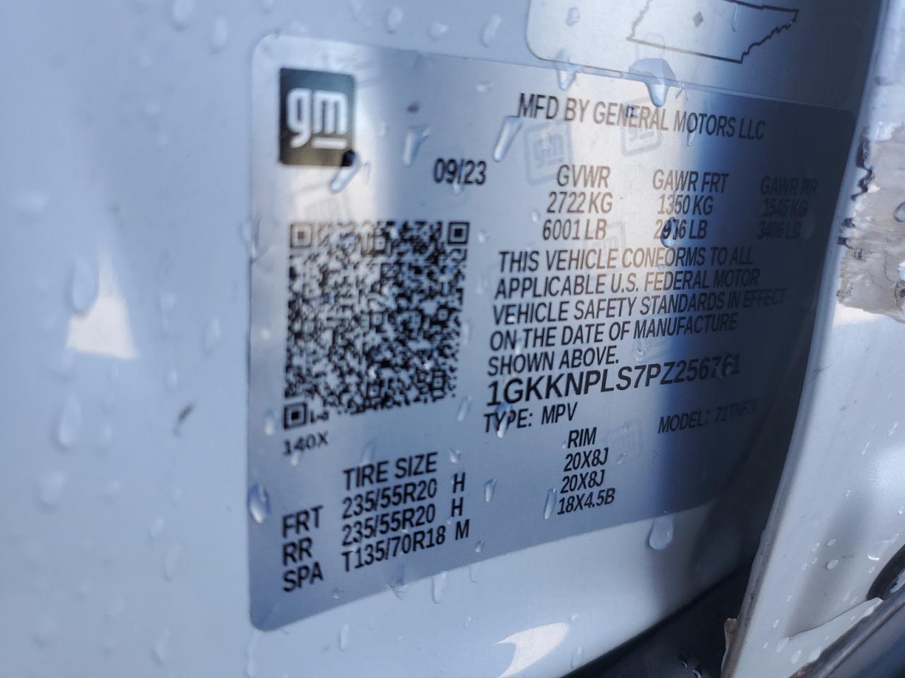 2023 GMC ACADIA DENALI VIN:1GKKNPLS7PZ256761