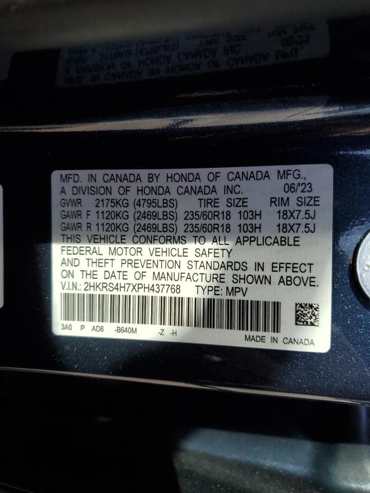 2023 HONDA CR-V EXL VIN:2HKRS4H7XPH437768
