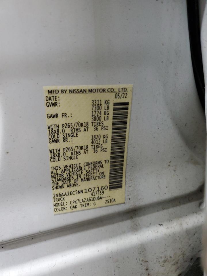 2022 NISSAN TITAN S VIN:1N6AA1EC5NN107160