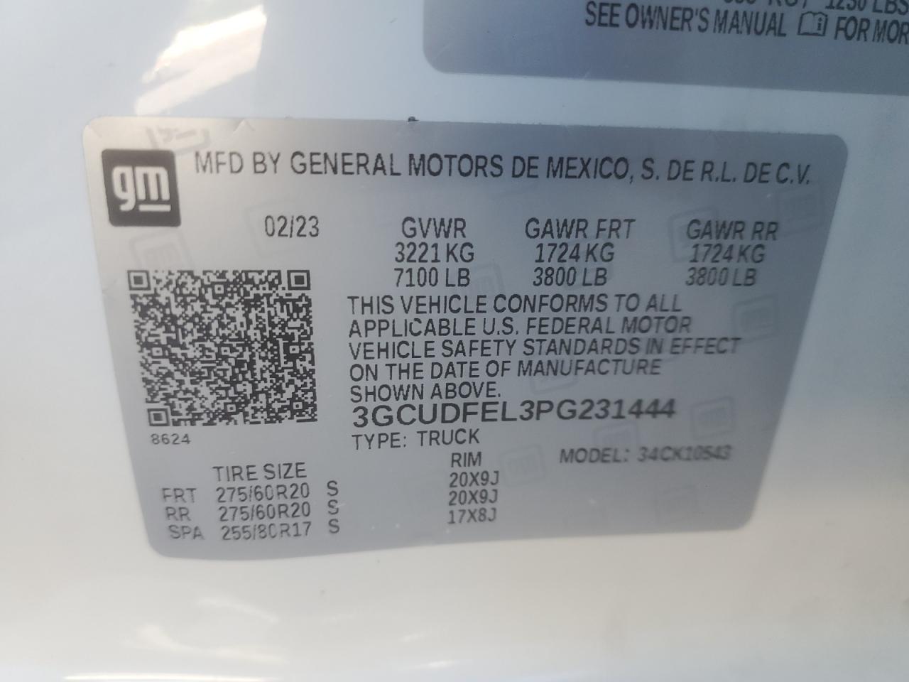 2023 CHEVROLET SILVERADO K1500 LT TRAIL BOSS VIN:3GCUDFEL3PG231444