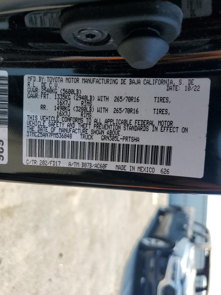 2023 TOYOTA TACOMA DOUBLE CAB VIN:3TMCZ5AN7PM536848