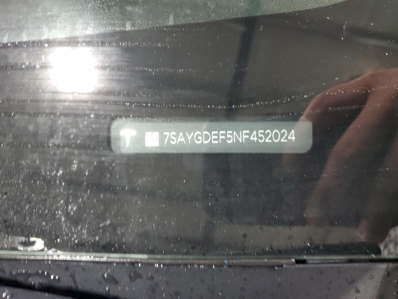 2022 TESLA MODEL Y VIN:7SAYGDEF5NF452024