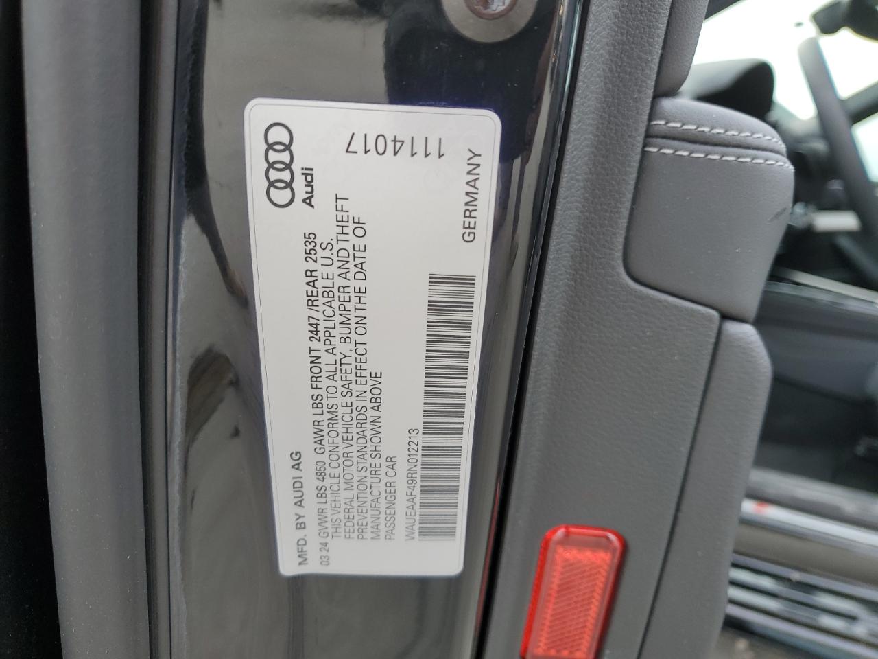 2024 AUDI A4 PREMIUM PLUS 45 VIN:WAUEAAF49RN012213