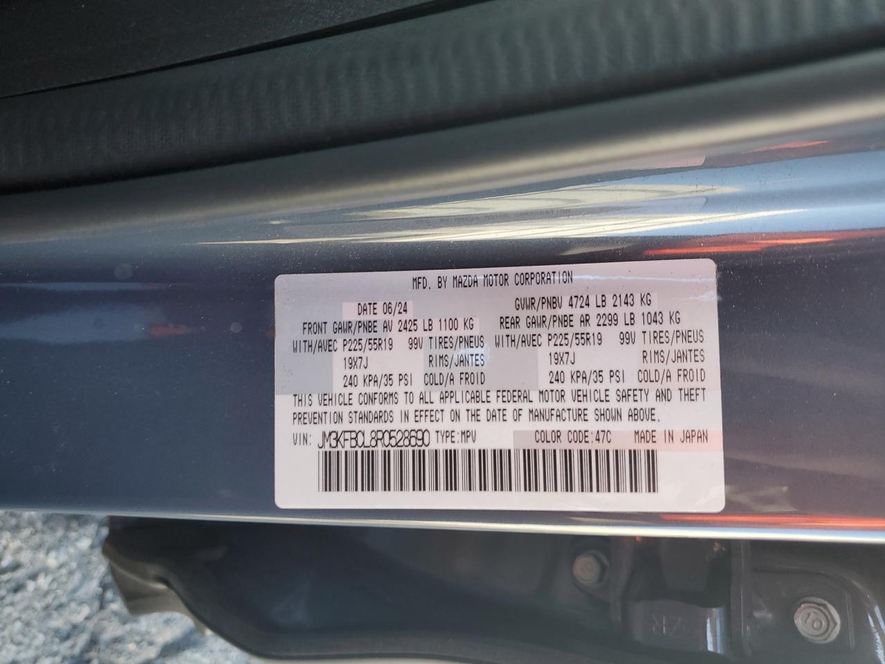 2024 MAZDA CX-5 PREFERRED VIN:JM3KFBCL8R0528690