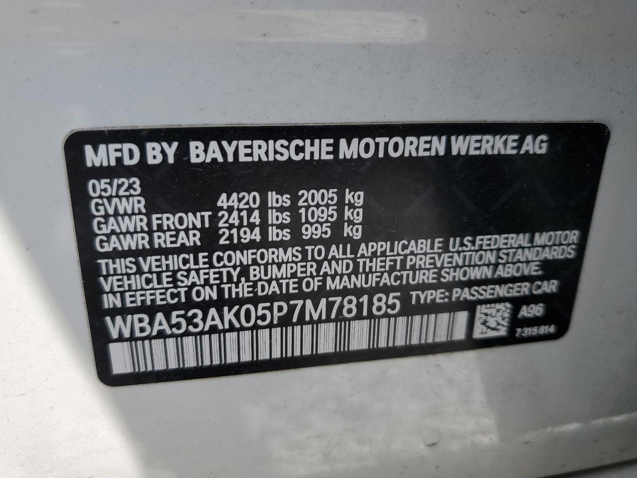 2023 BMW 228I VIN:WBA53AK05P7M78185