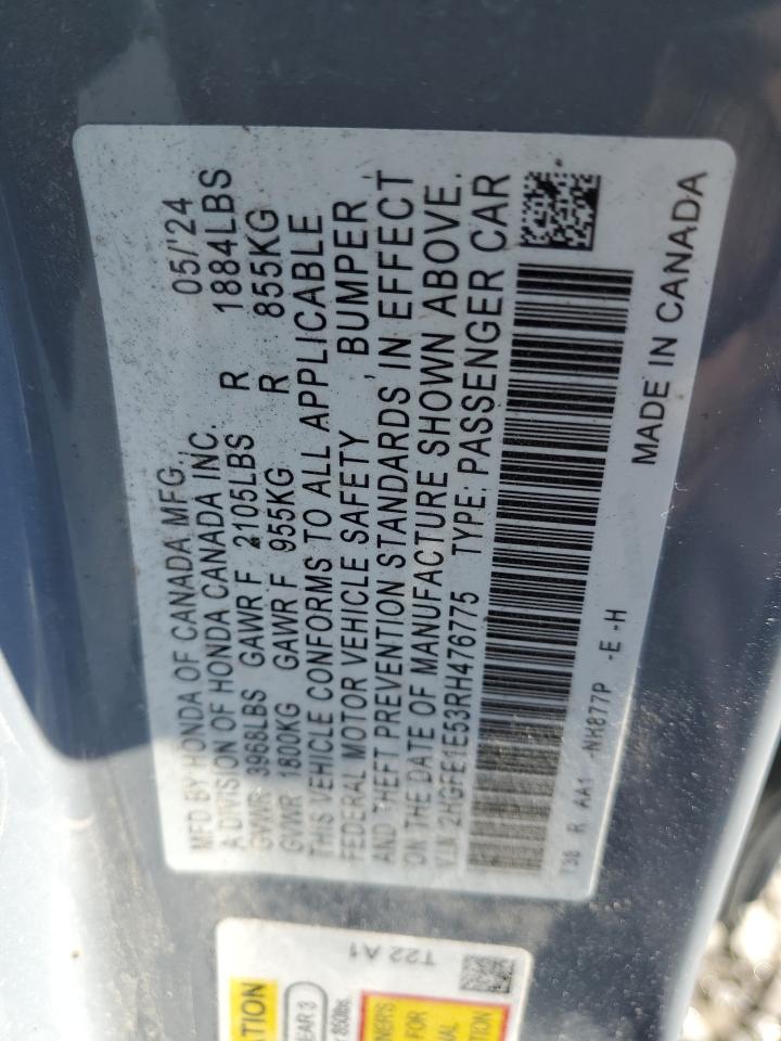 2024 HONDA CIVIC SI VIN:2HGFE1E53RH476775