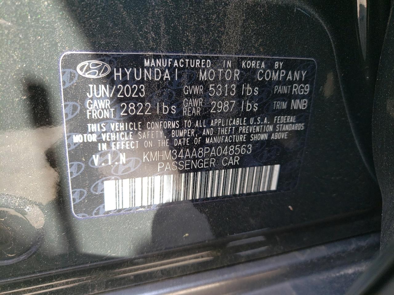 2023 HYUNDAI IONIQ 6 SEL VIN:KMHM34AA8PA048563